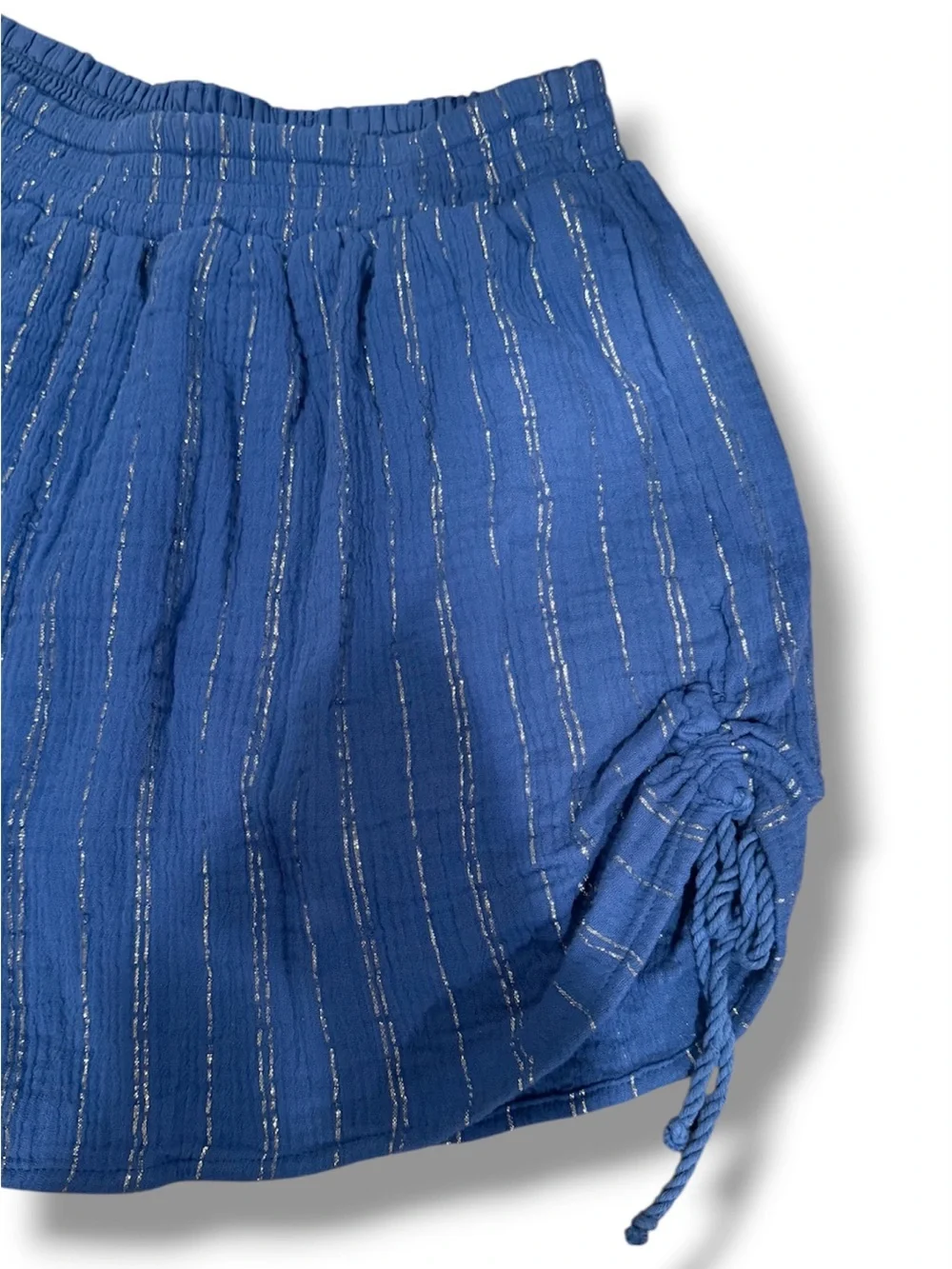 Aerie Pool-To-Party Lurex Cinched Gauze Shorts Blue NWOT Size M